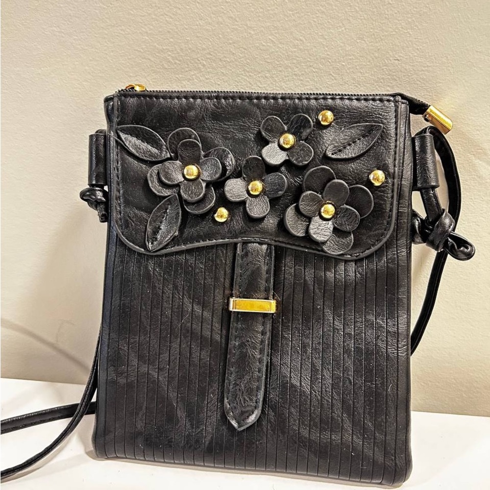 Black Floral Crossbody Bag